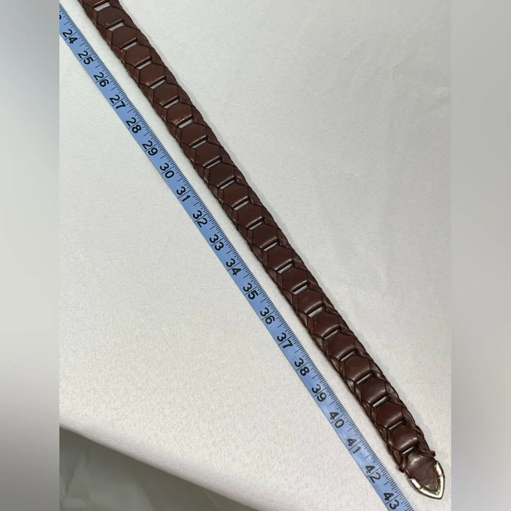 Leather Belt 36 Woven Brown Full Grain Cowhide Made in Argentina